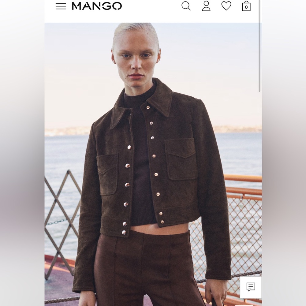 Mango NWT Dark Brown 100% Suede jacket